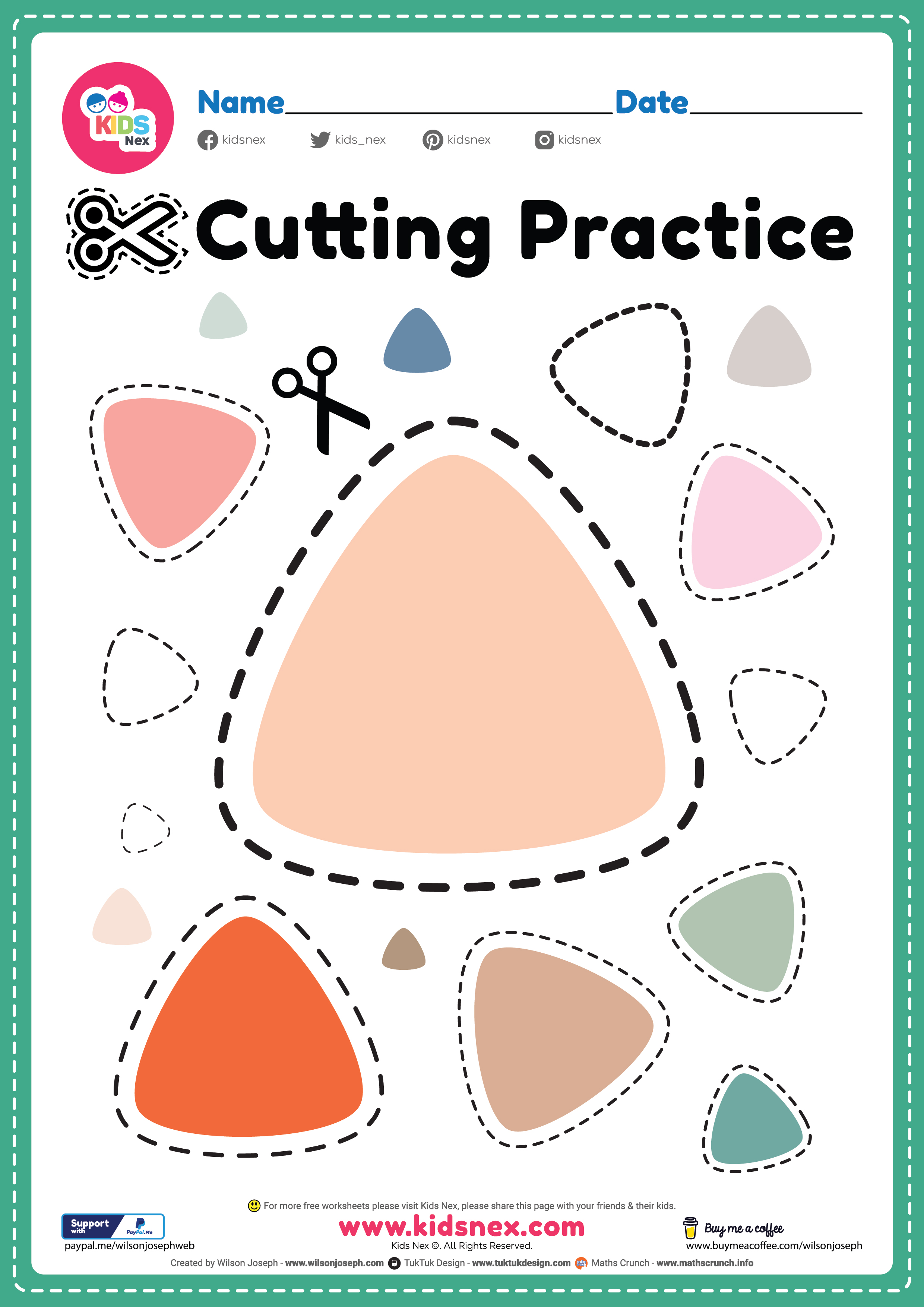 Cutting Skills Worksheets Preschool Scissors Practice Cutting 