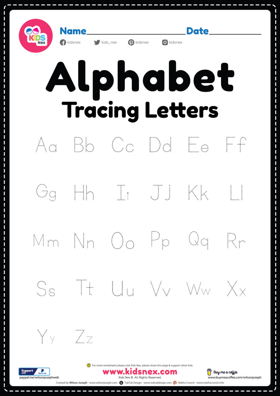 Alphabet Letter Tracing Worksheet Free Printable Pdf