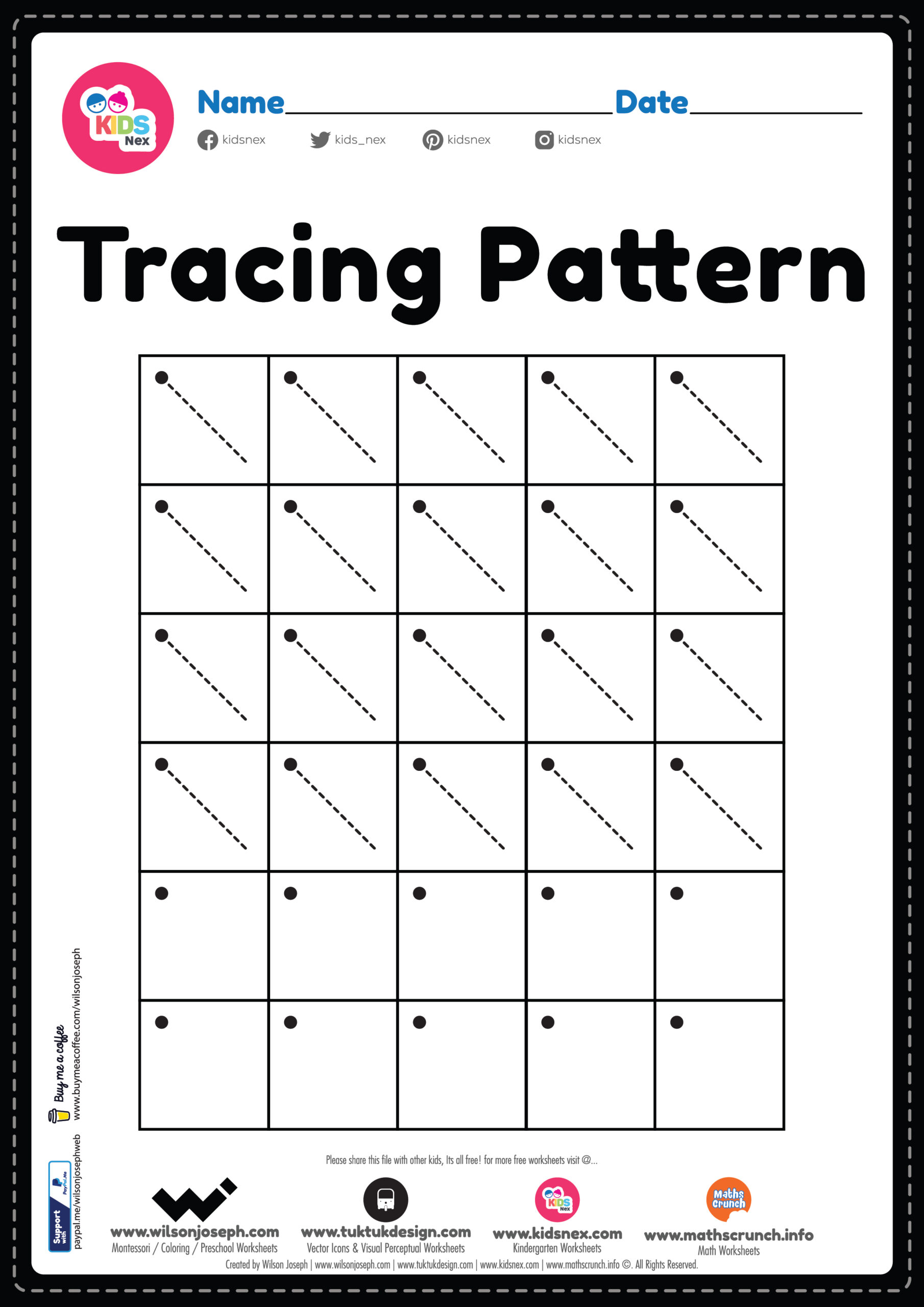 Tracing Pattern Left Slanting Line Worksheet Free Printable