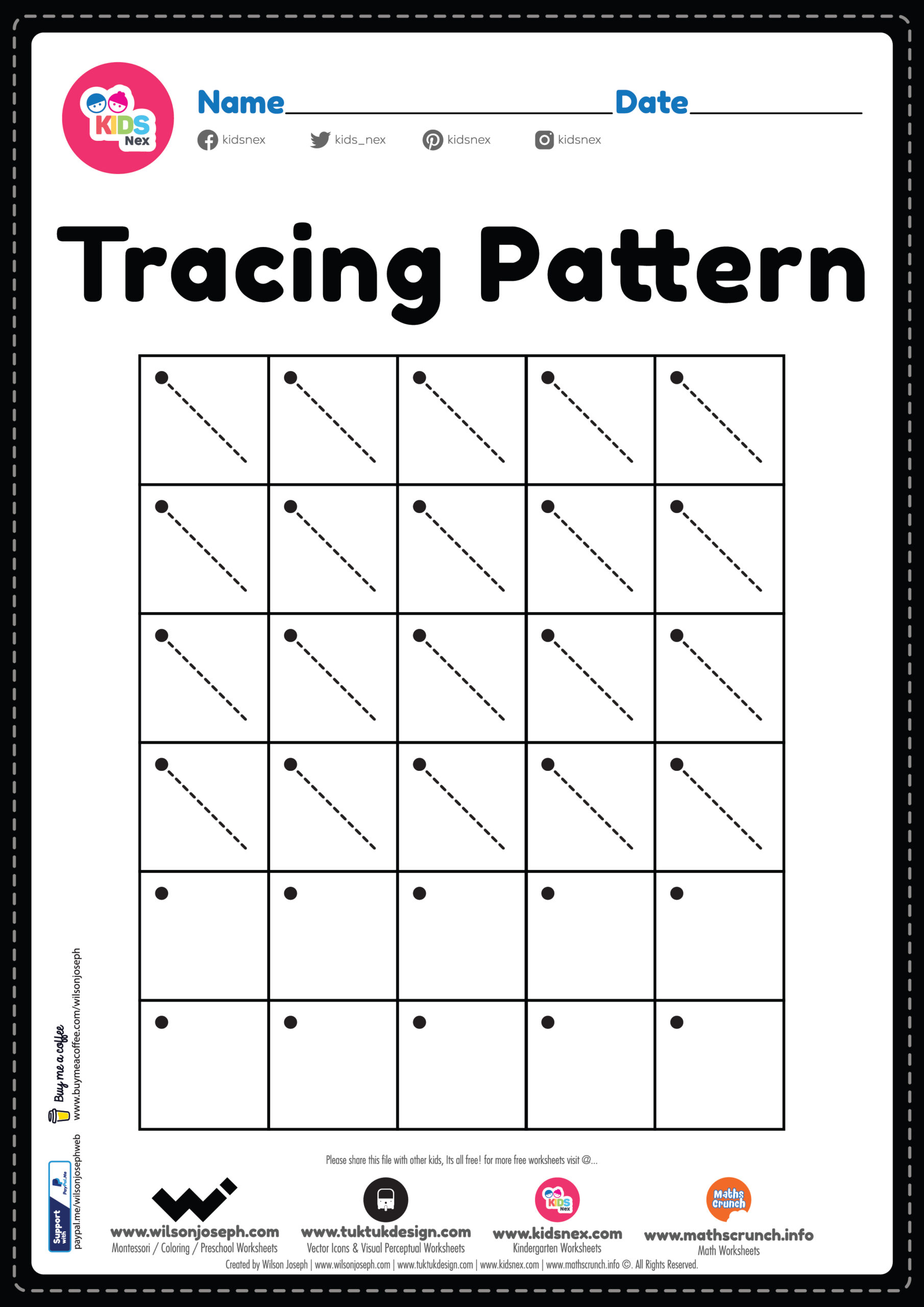 Tracing Pattern Left Slanting Line Worksheet