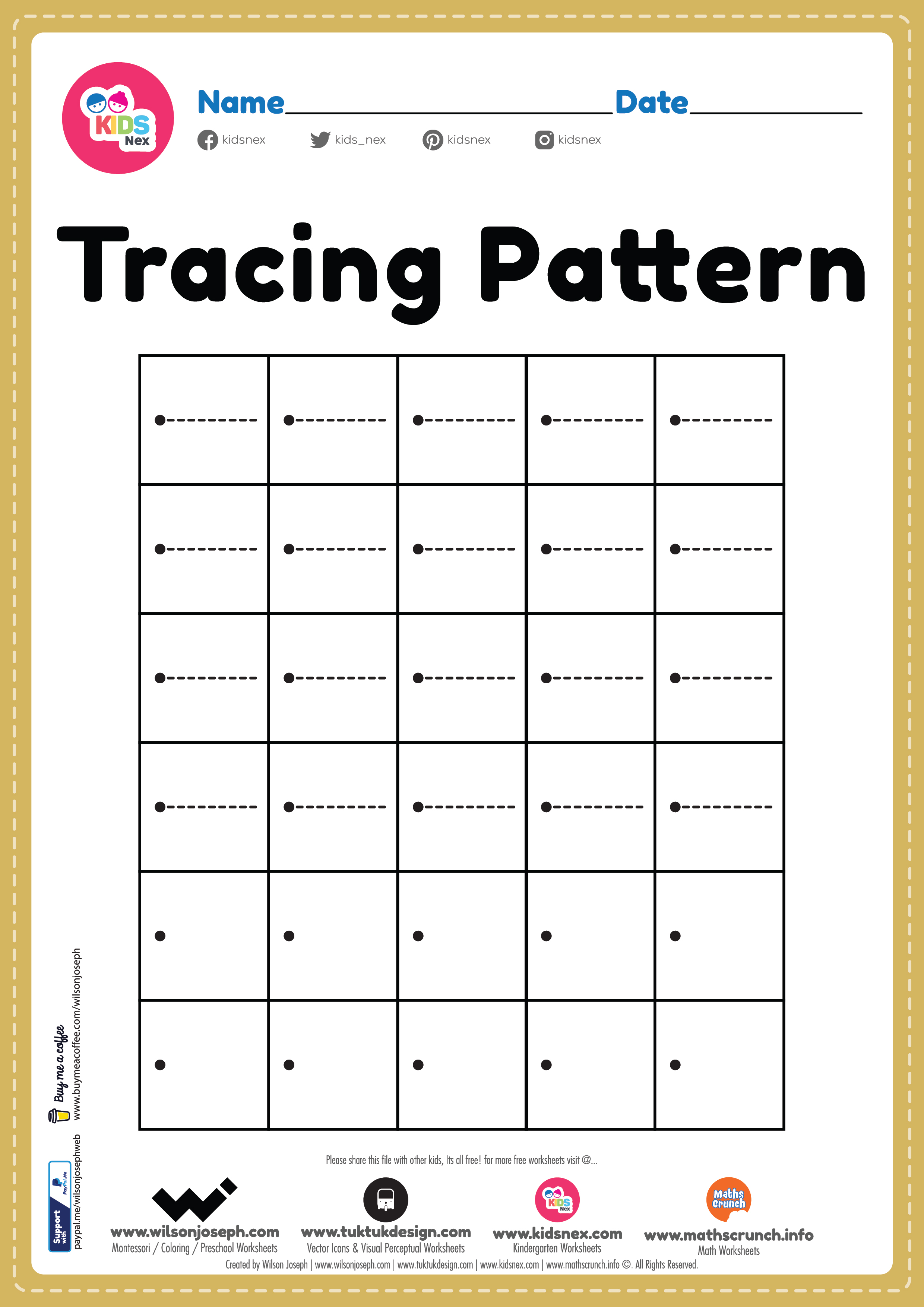 Tracing Pattern Sleeping Line Worksheet