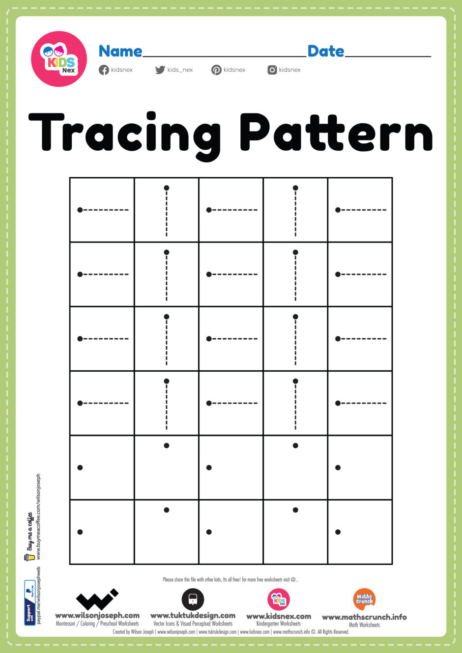 Tracing Pattern Sleeping and Standing Line Worksheet