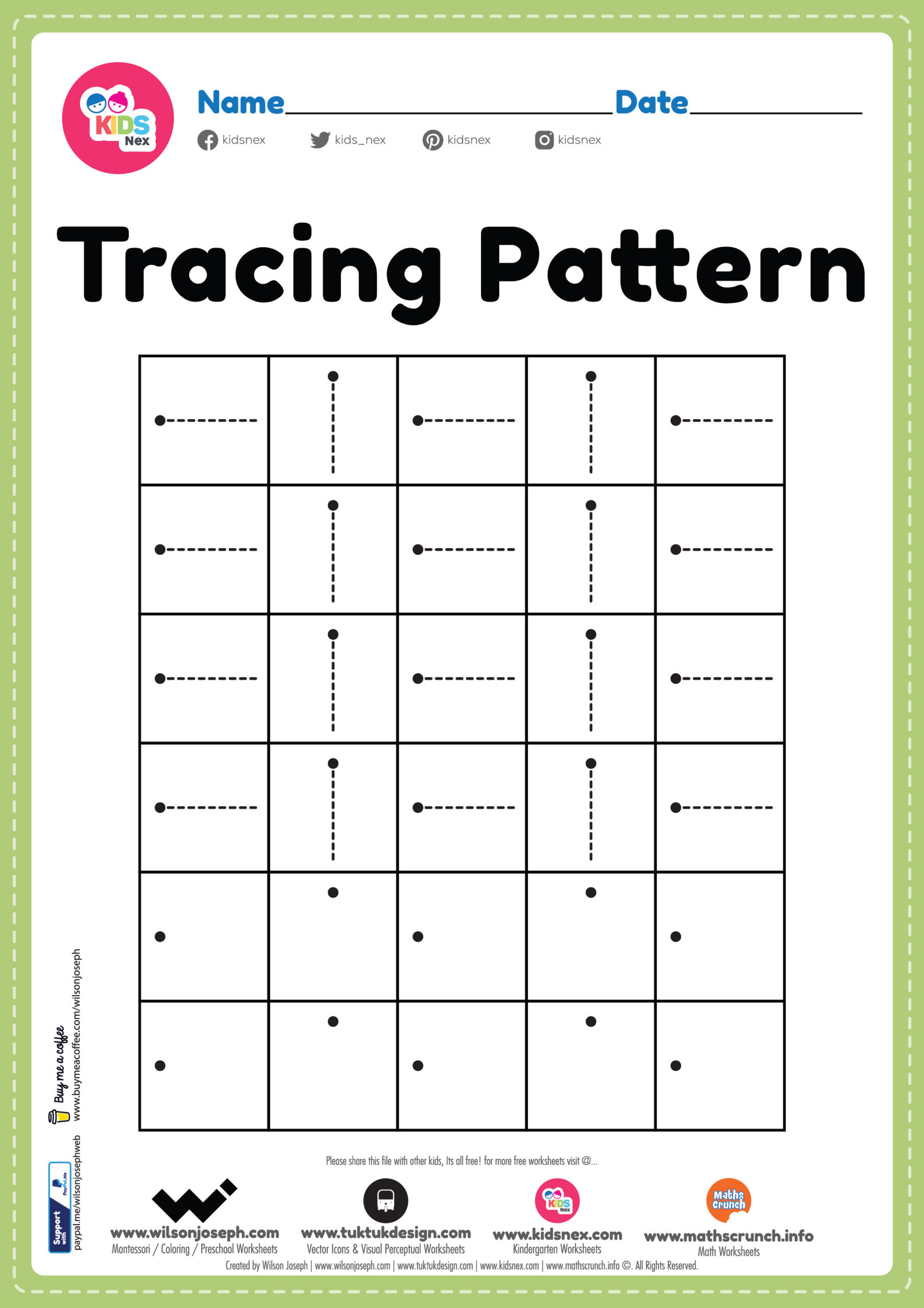 Tracing Pattern Sleeping and Standing Line Worksheet