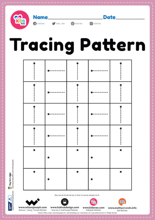 Tracing Pattern Standing and Sleeping Line Worksheet