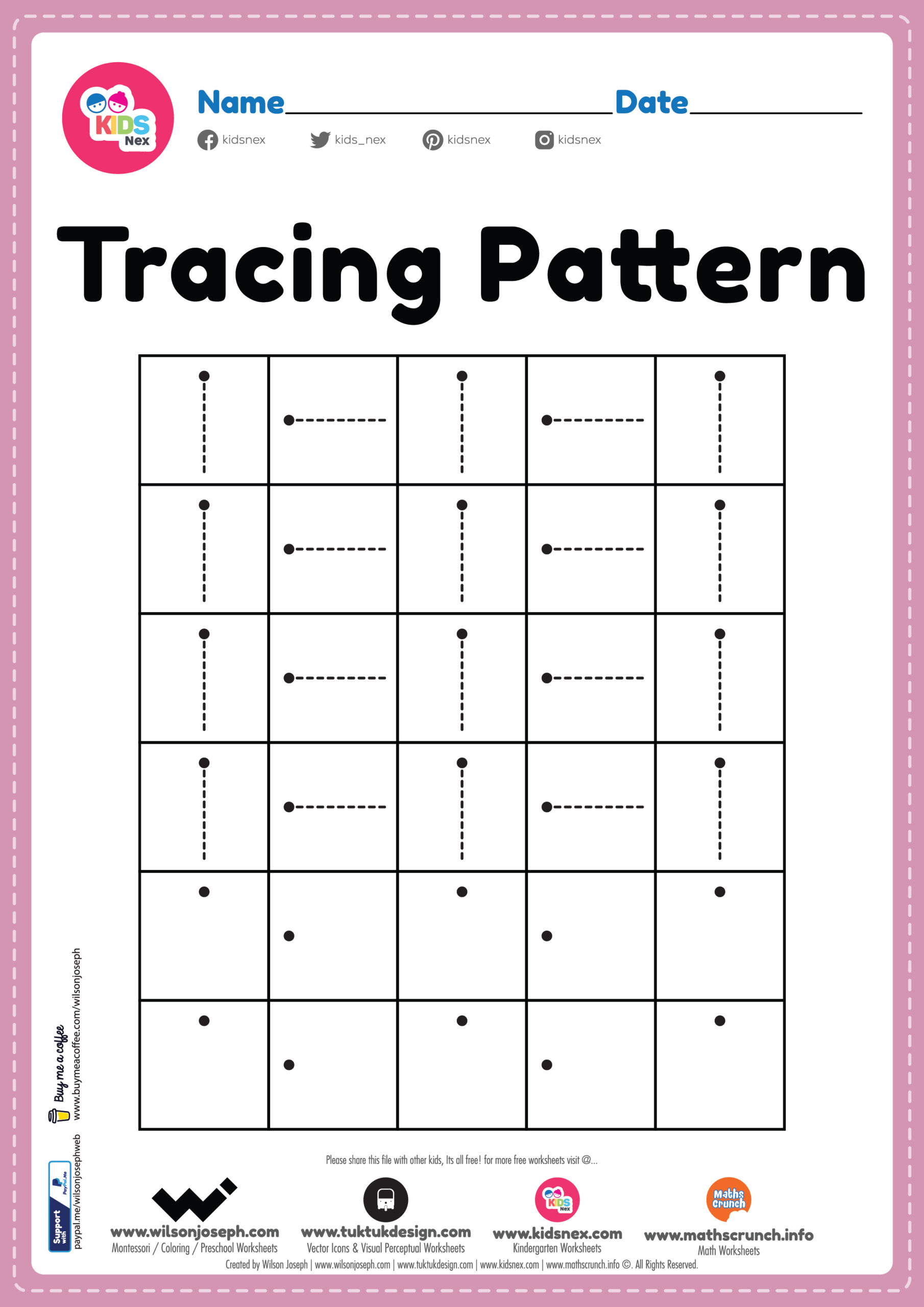 Tracing Pattern Standing and Sleeping Line Worksheet