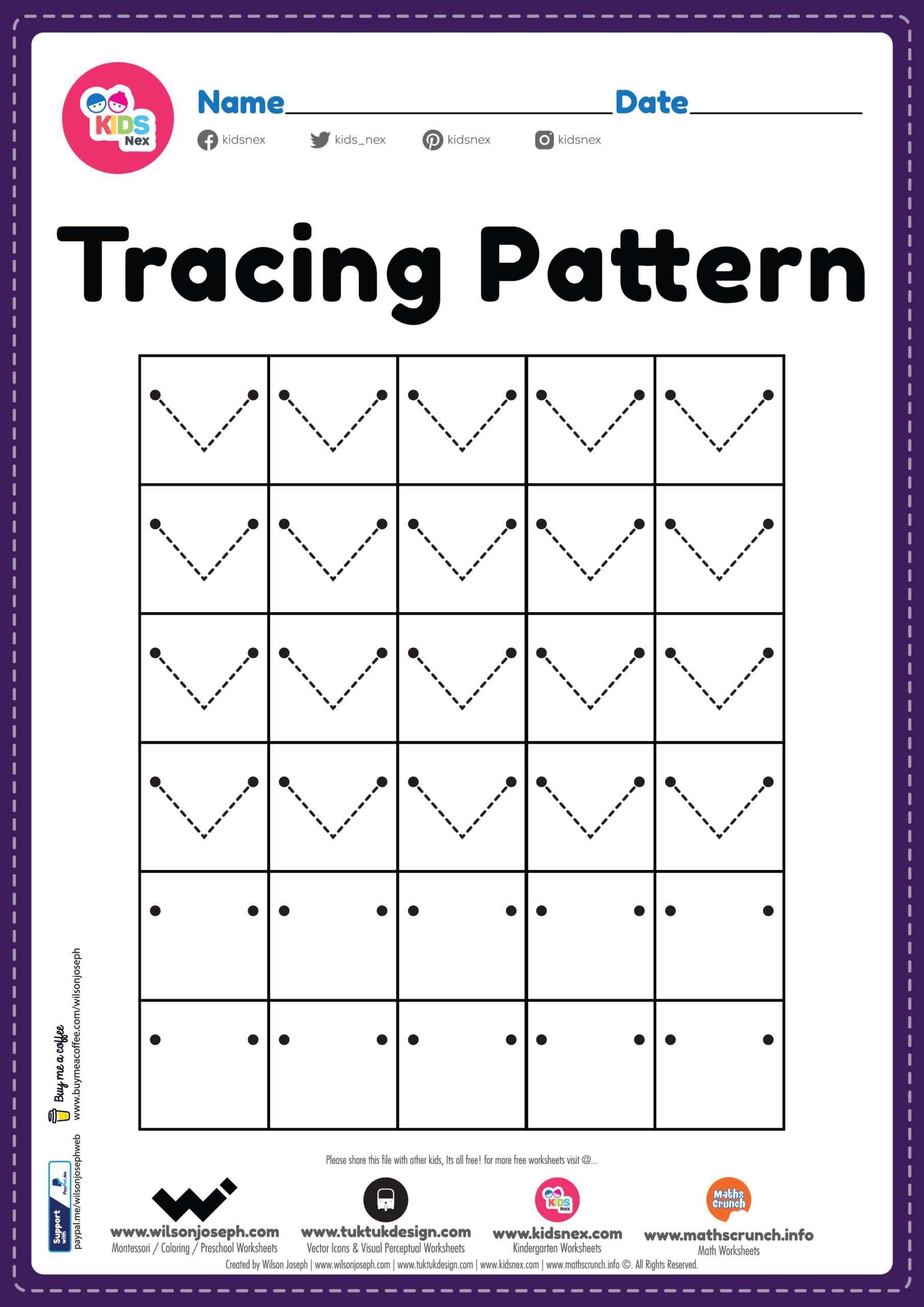 Tracing Pattern Lines Worksheet for Kindergarten
