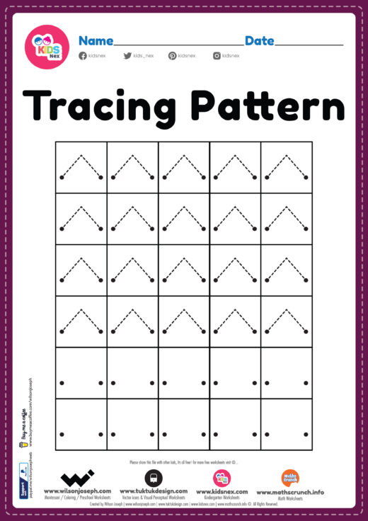 Tracing Lines Pattern Worksheet for Kindergarten