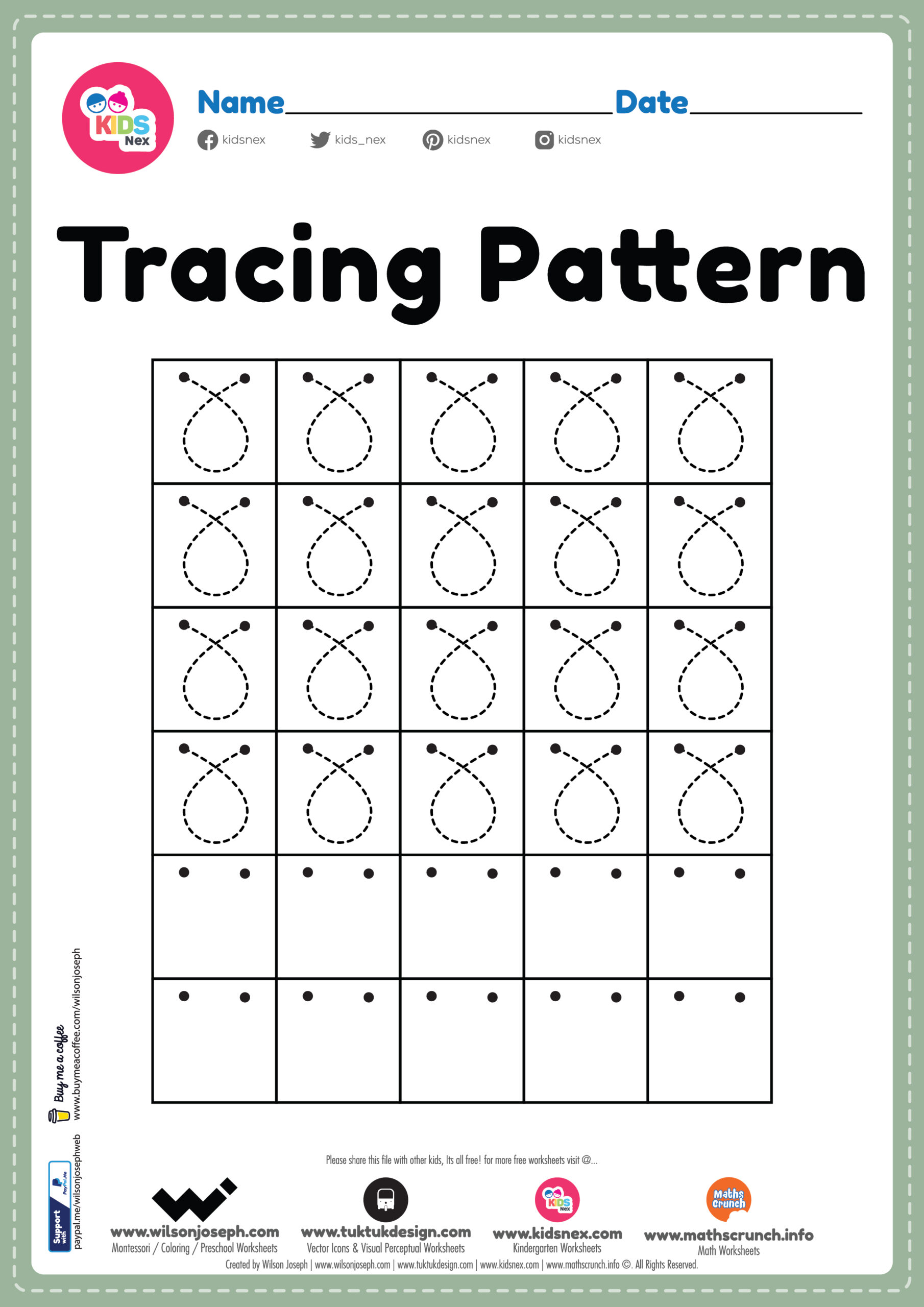 Tracing pattern loop lines worksheet