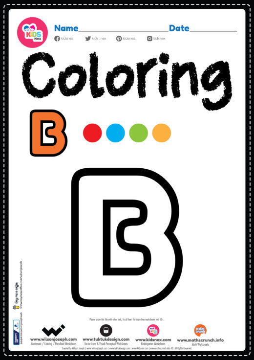 Letter B Alphabet Coloring Page Worksheet