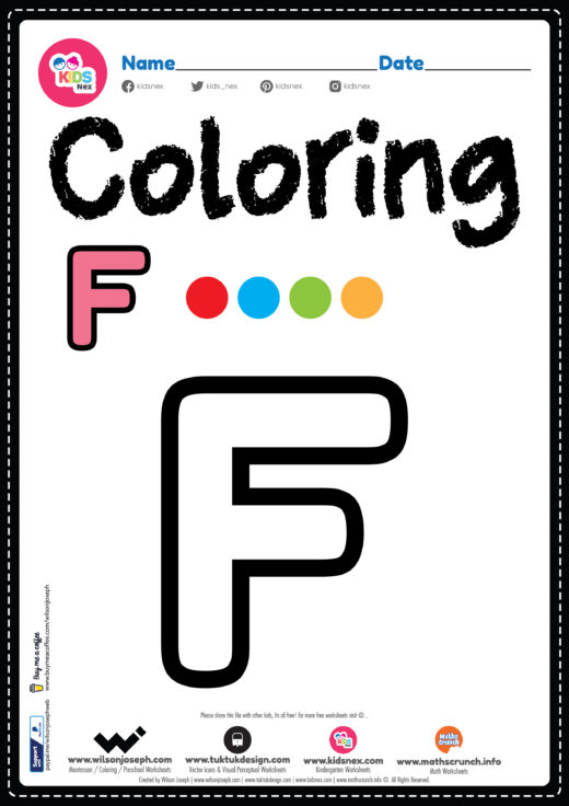 Letter F Alphabet Coloring Page Worksheet