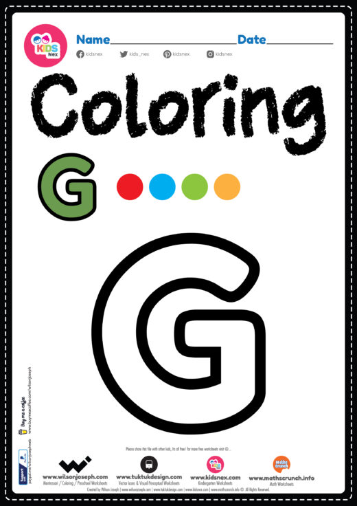 Letter G Alphabet Coloring Page Worksheet