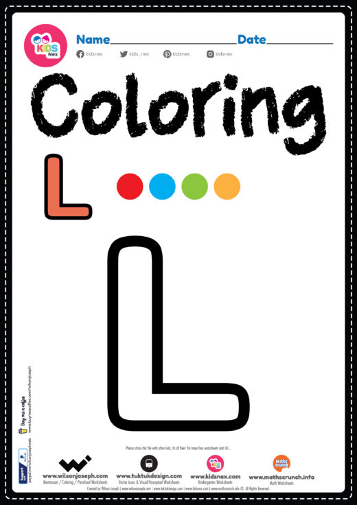 Letter L Alphabet Coloring Page Worksheet