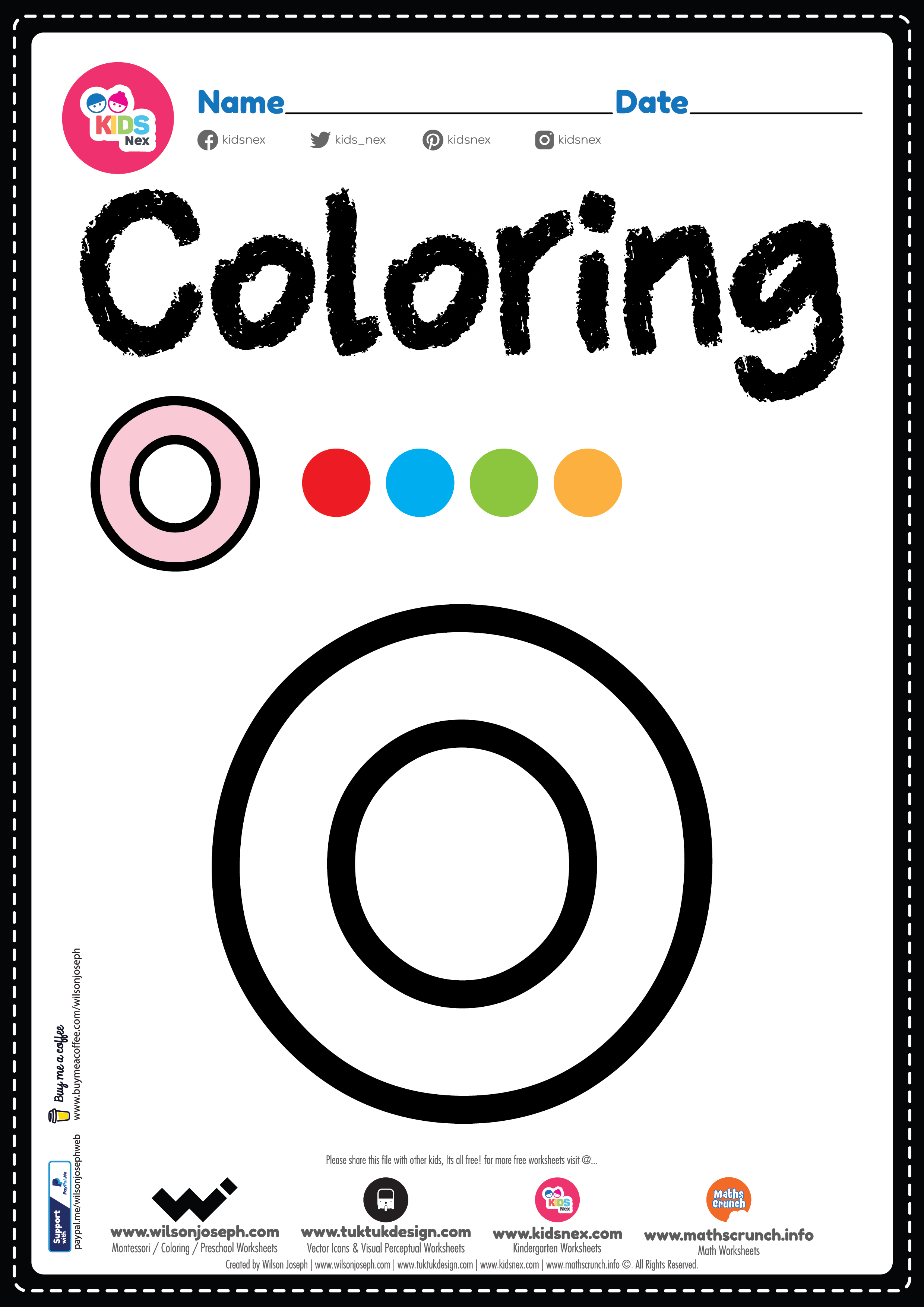 Letter O Alphabet Coloring Page Worksheet