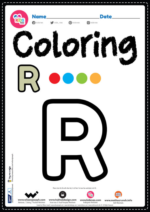 Letter R Alphabet Coloring Page Worksheet