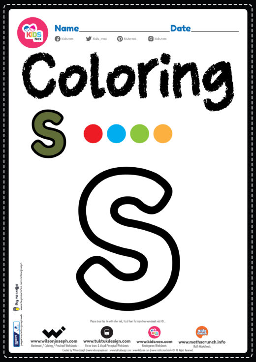 Letter S Alphabet Coloring Page Worksheet