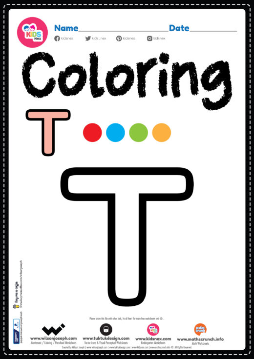 Letter T Alphabet Coloring Page Worksheet
