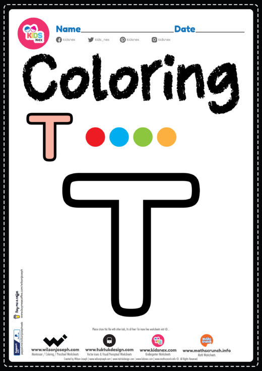 Letter T Alphabet Coloring Page Worksheet