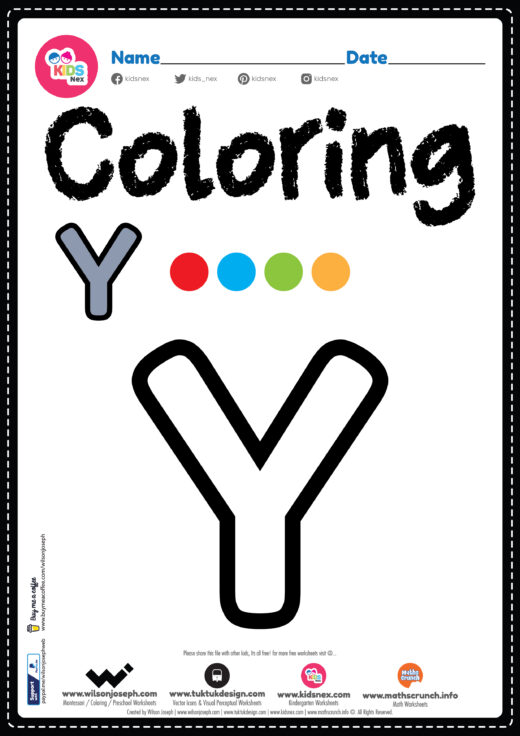 Letter Y Alphabet Coloring Page Worksheet