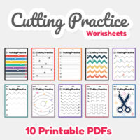 Cutting practice for kids, Worksheet
