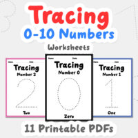 Tracing number 0, 1 to 10 worksheet for kindergarten