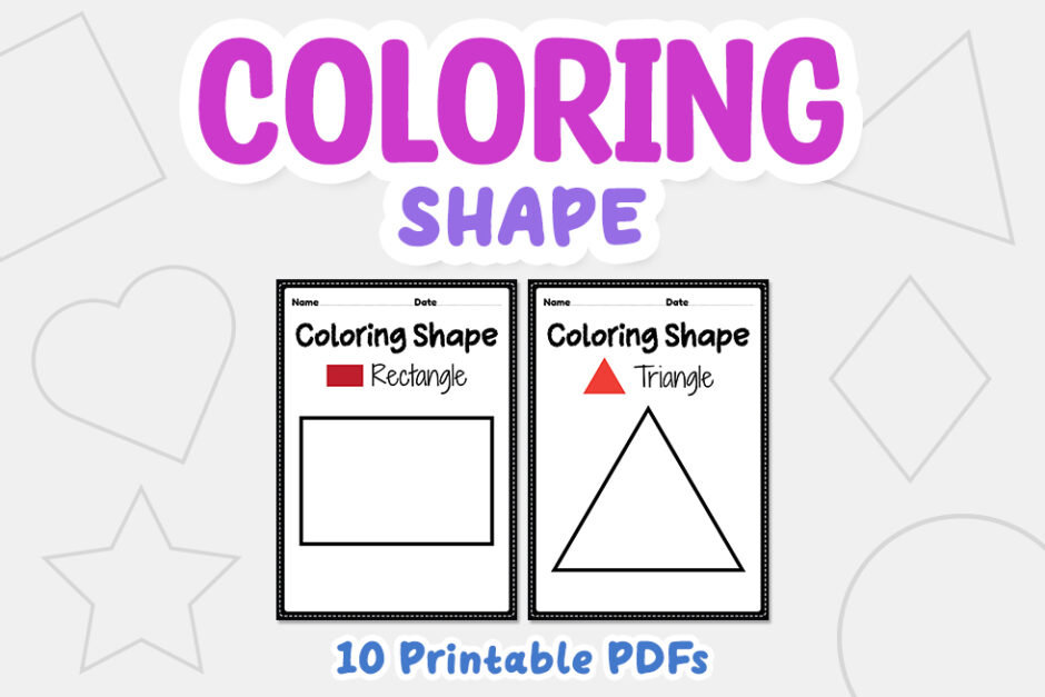 Coloring shape printable sheet for preschool, kindergarten and M