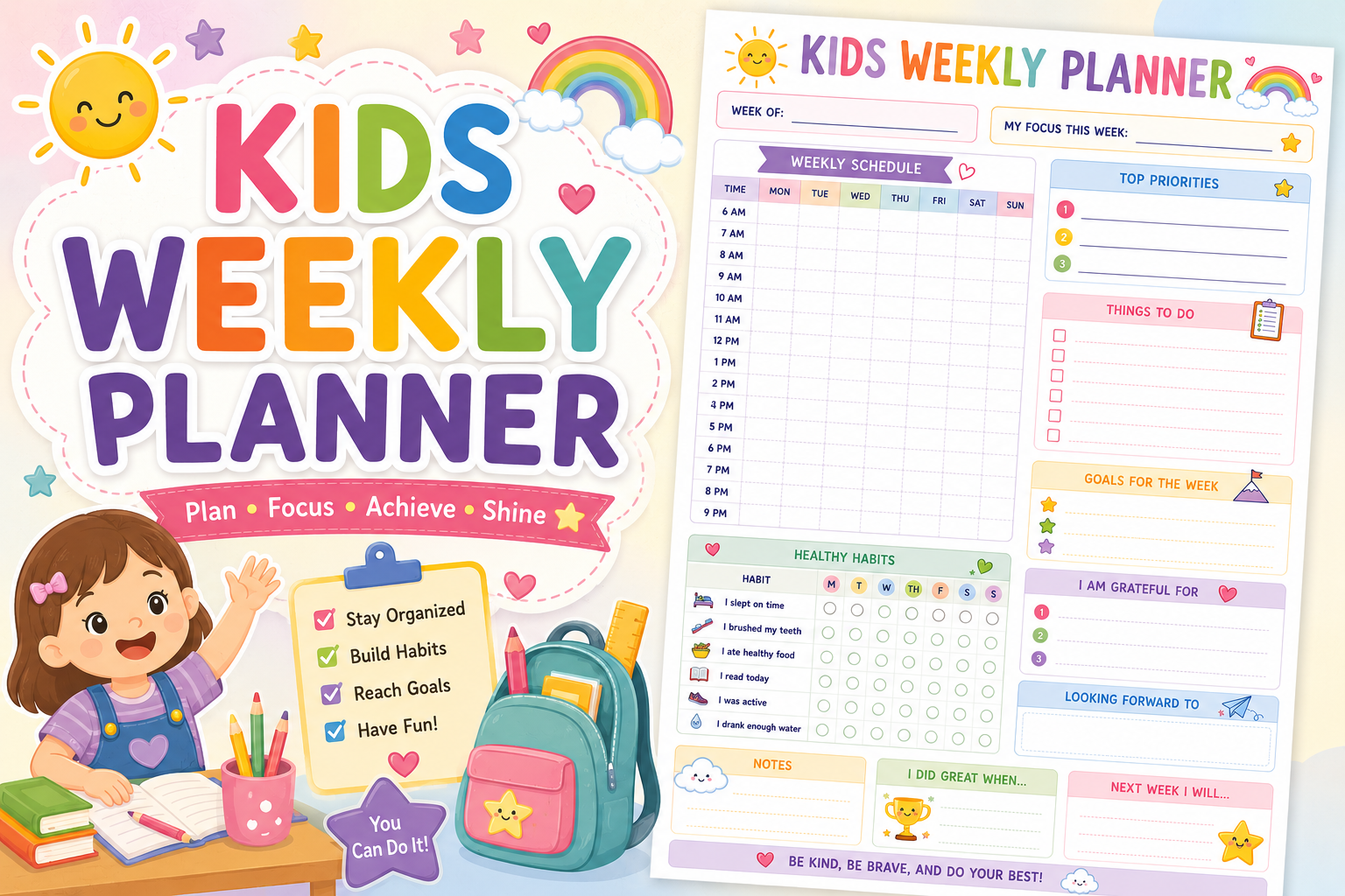 Kids Homework Planner for School Organization