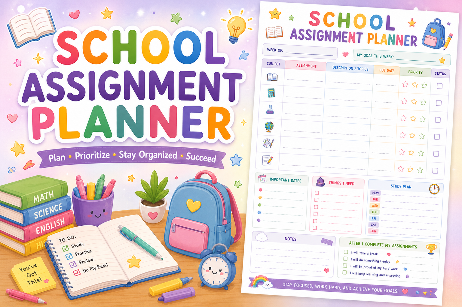 Reading Log Planner Printable for Kids