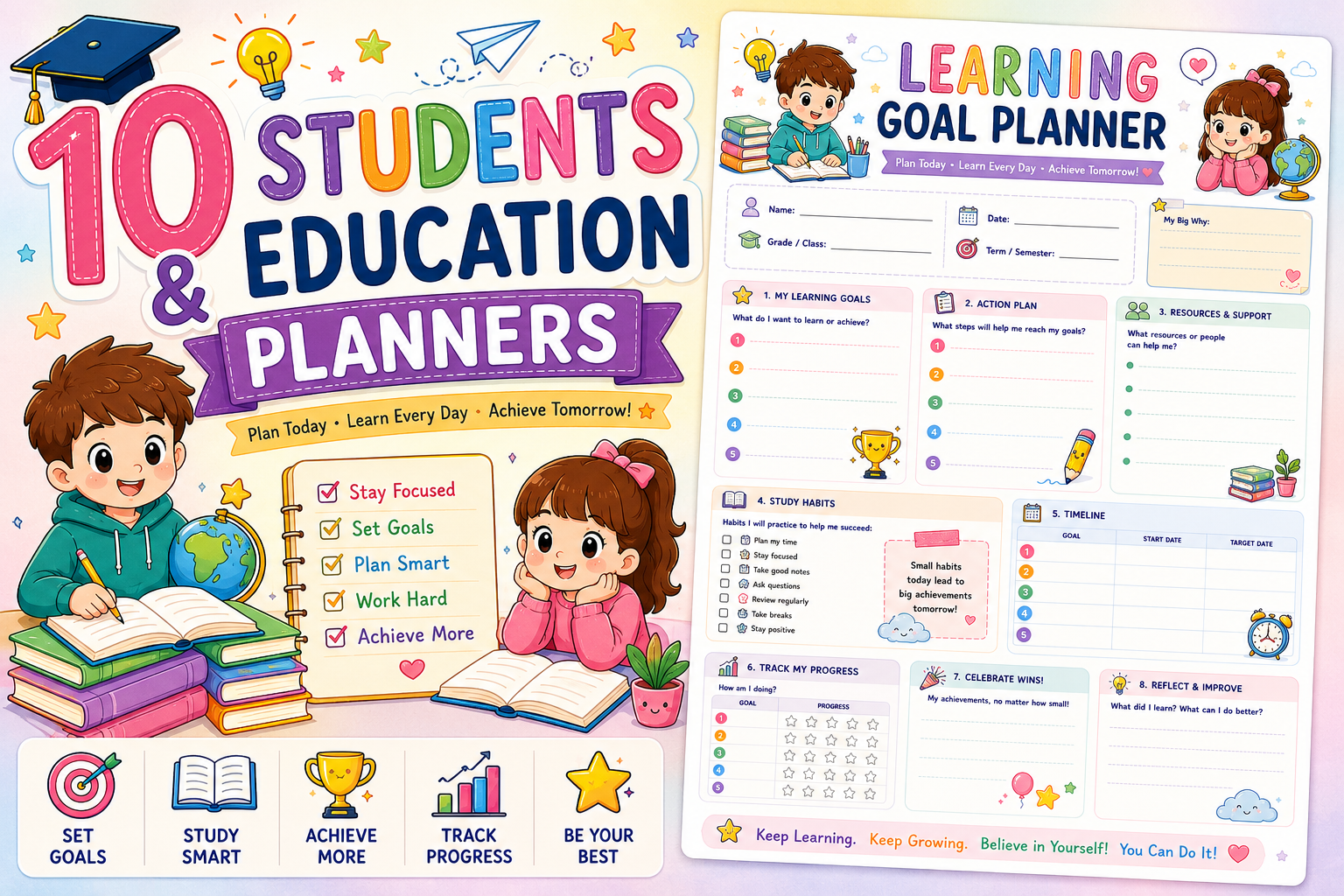 Student & Education Planner Printable Bundle for Academic Success