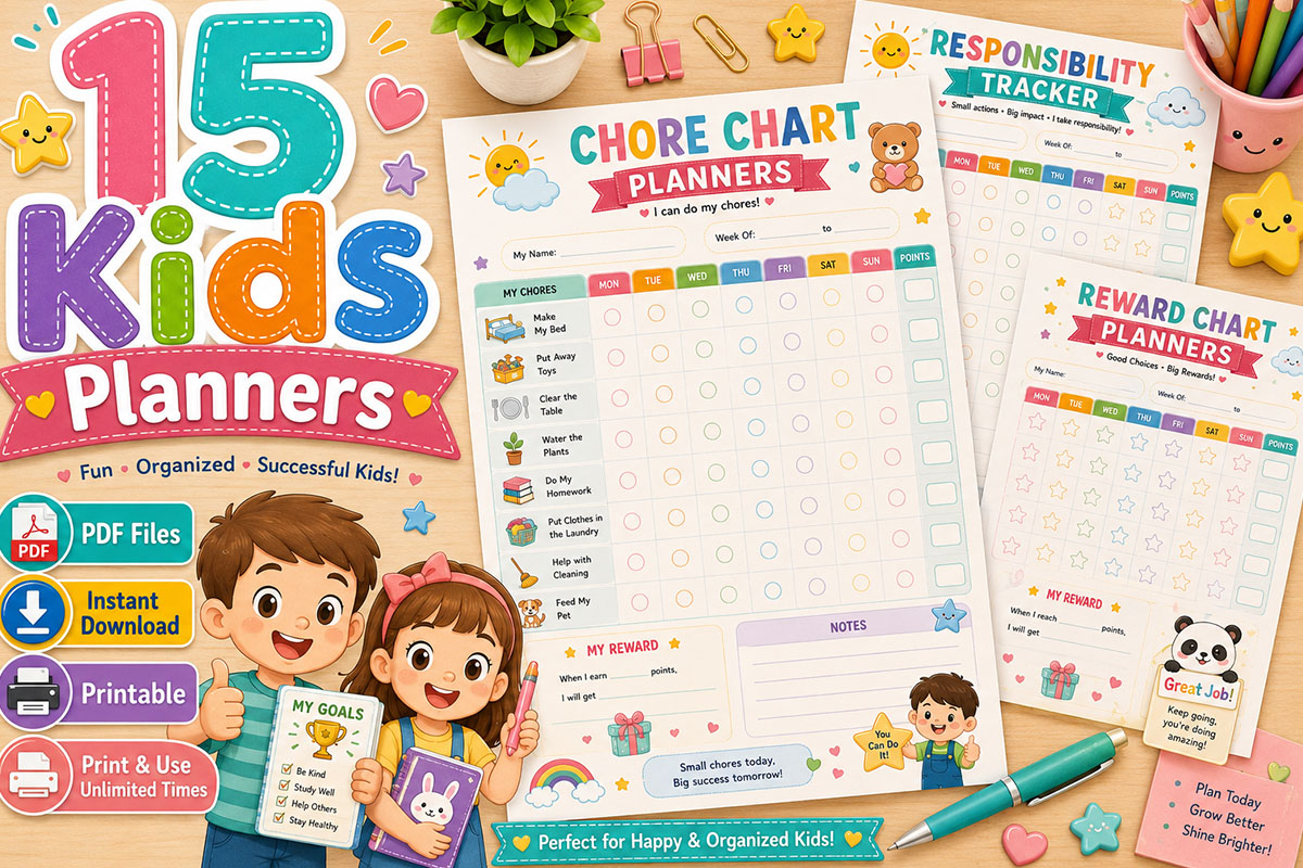 Kids Planners Bundle Printable PDF